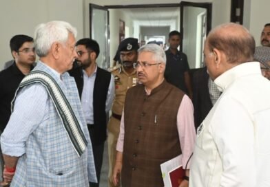 LG reviews construction work at Pantha chowk yatri niwas