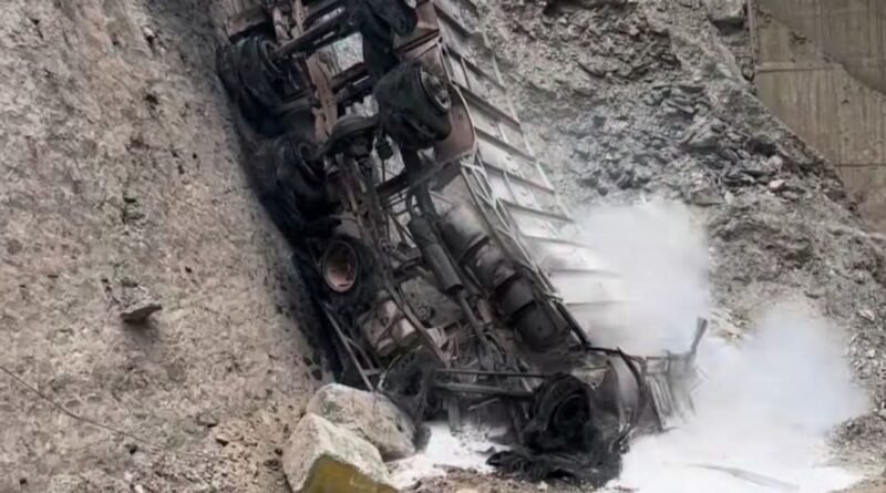 Two killed as truck falls into gorge, catches fire in Ramban